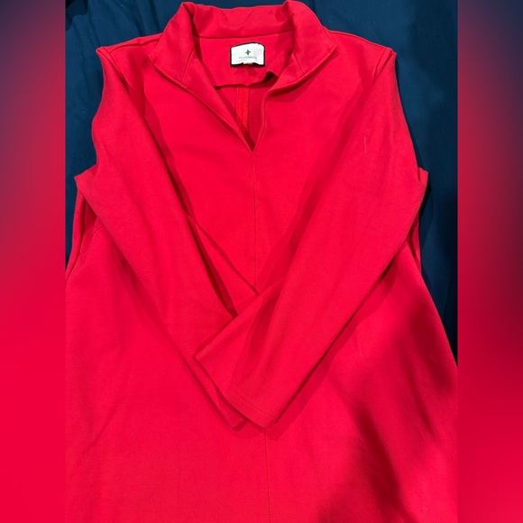 Tuckernuck Red Ponte Clifton Dress 3/4 Sleeve V-neck Pockets Size Small (flawed) - Picture 7 of 8